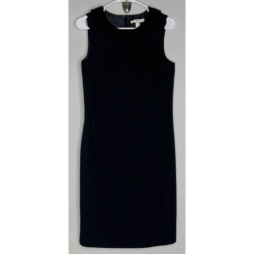 Liz Claiborne Black Ruffle Neck Sleeveless Dress Size 8